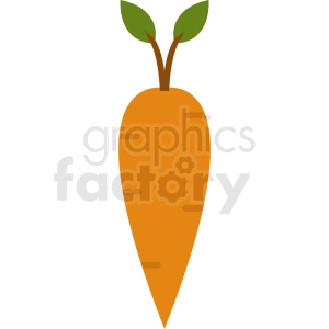A minimalist clipart image of an orange carrot with green leaves.