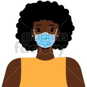 black lady wearing mask vector clipart