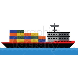 cargo ship at sea vector clipart