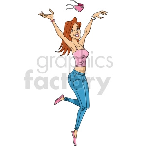 happy cartoon female removing mask clipart