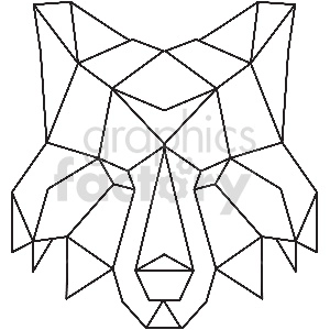 black and white fox head geometic shape vector clipart