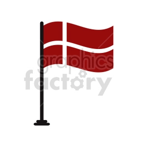 The image depicts a stylized version of the flag of Denmark, also known as the Dannebrog. The flag consists of a red field with a white Scandinavian cross that extends to the edges of the flag. The vertical part of the cross is shifted towards the hoist side.