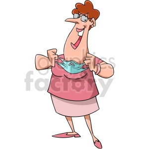 cartoon lady removing mask vector clipart