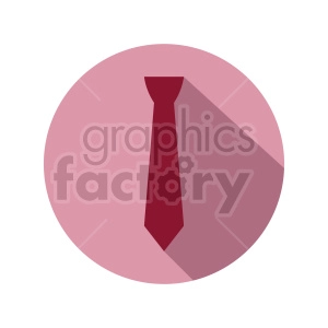 Clipart image of a red necktie on a pink circular background.