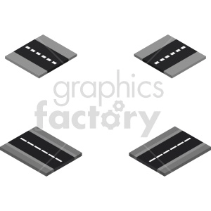 isometric road section vector icon clipart 1