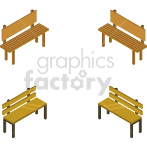isometric bench vector icon clipart 3