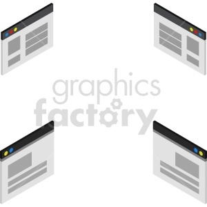 isometric browser window vector icon clipart bundle