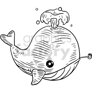 The clipart image depicts a black and white drawing of a whale smoking a pipe. This image could potentially be used as inspiration for a tattoo design.
