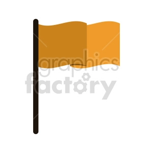 The clipart image depicts a simple orange flag attached to a black flagpole. The flag is designed with a wavy effect to give the impression of motion, as if it's fluttering in the wind.