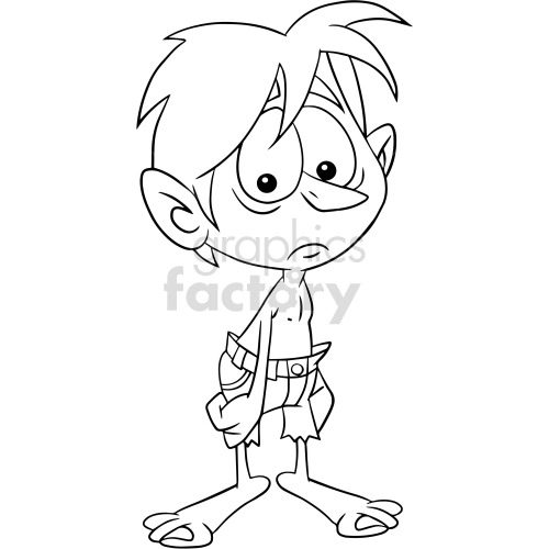 sad child clipart black and white