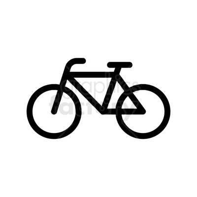 Simple black and white clipart image of a bicycle.