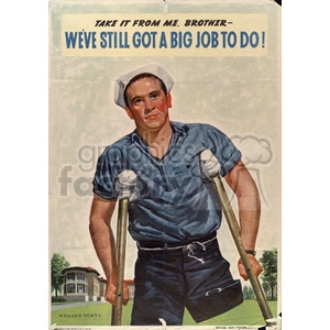Vintage Naval Recruitment Poster with Injured Sailor
