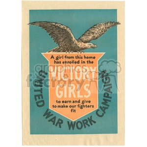 Vintage United War Work Campaign Victory Girls Poster