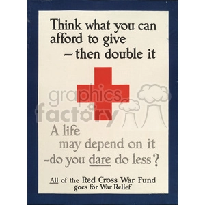 Vintage Red Cross War Relief Donation Poster