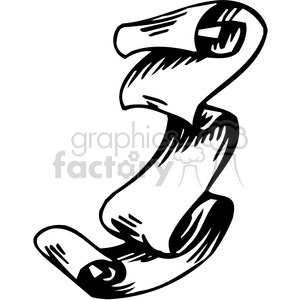 A black and white clipart image of a rolled scroll with decorative, sketch-like details, resembling an old parchment or manuscript.