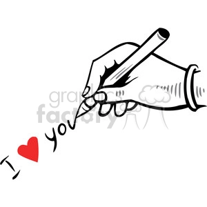 hand writting I love you with a heart