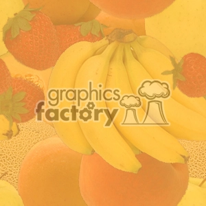 Clipart image featuring a variety of fruits including bananas, strawberries, oranges, and melons.