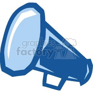 A blue megaphone clipart image, often used to symbolize communication, announcements, or broadcasting.