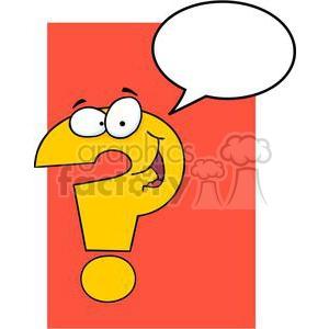 Cartoon Question Mark Character with Speech Bubble