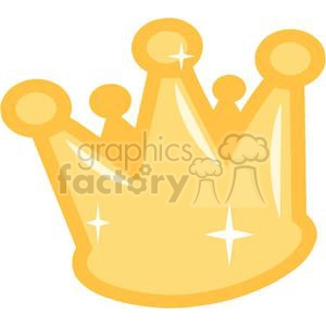 A golden crown clipart with a simple, cartoon-style design featuring rounded points and sparkles.