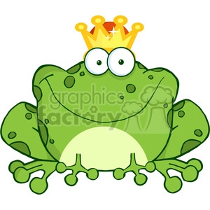 Funny Cartoon Frog with Crown