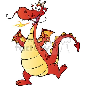 Cartoon Dragon - Whimsical Red and Yellow Dragon