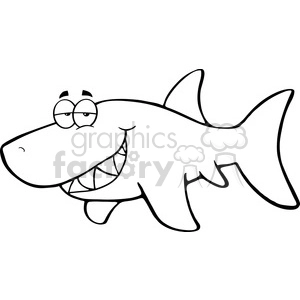Cartoon Great White Shark - Comical Black and White