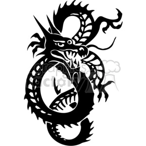 The image is a black and white, stylized vector illustration of a Chinese dragon. This graphic design is created in a bold and simple style that could be suitable for vinyl decals or as a tattoo design.