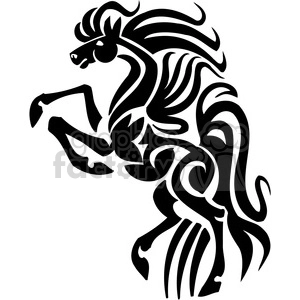 Stylized black tribal tattoo design of a rearing horse.