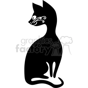 Stylized Black Cat - Elegant Feline Silhouette
