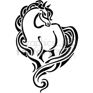 Tribal Horse Silhouette Vinyl-Ready Tattoo Design