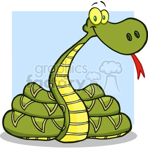 Funny Cartoon Snake with Red Tongue - Comical