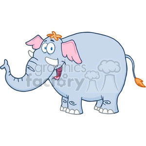 Happy Cartoon Elephant with Flower