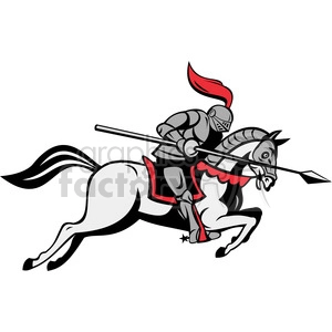 knight with jousting lance riding horse