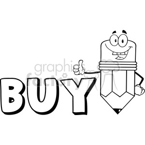 5943 Royalty Free Clip Art Happy Pencil Cartoon Character Giving A Thumb Up With Text Buy
