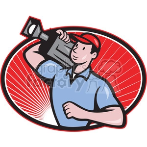 cameraman movie camera shoulder OVAL