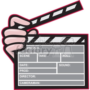 movie clapboard front hand
