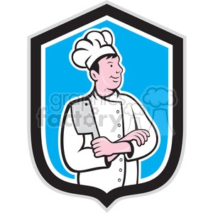 chef with arms crossed in shield shape