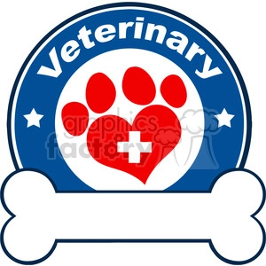 Veterinary Logo with Heart and Paw Print