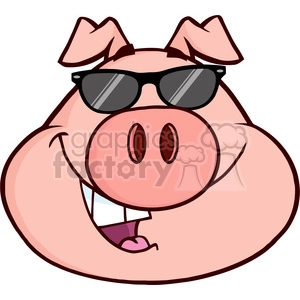 Cartoon Pig with Sunglasses - Funny Animal