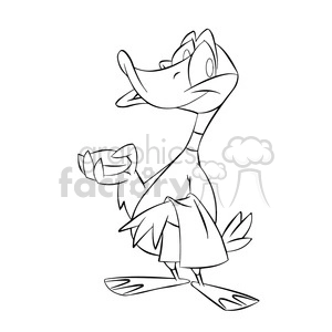 cartoon duck black and white