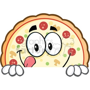 Funny Cartoon Pizza Character