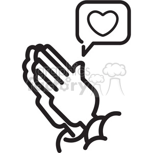 social media praying hands for likes vector icon