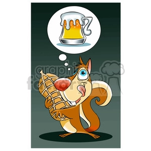 luke the cartoon squirrel dreaming of beer