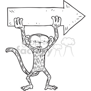 monkey holding arrow sign vector illustration