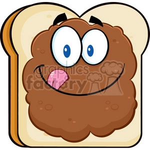 illustration toast bread slice cartoon character licking his lips with peanut butter vector illustration isolated on white background 01