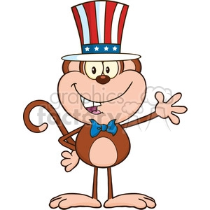 Patriotic Cartoon Monkey Wearing Uncle Sam Hat