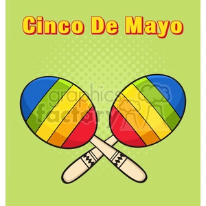 colorful mexican maracas crossed vector illustration halftone background and text cinco de mayo