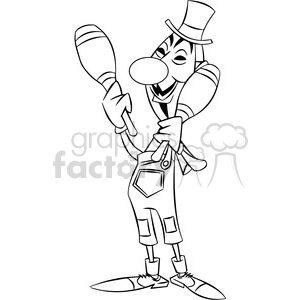 black and white vector clipart image of anonymous person dressed like a clown