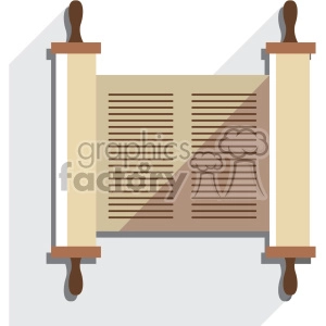 jewish torah scroll flat vector art icon no background with shadow